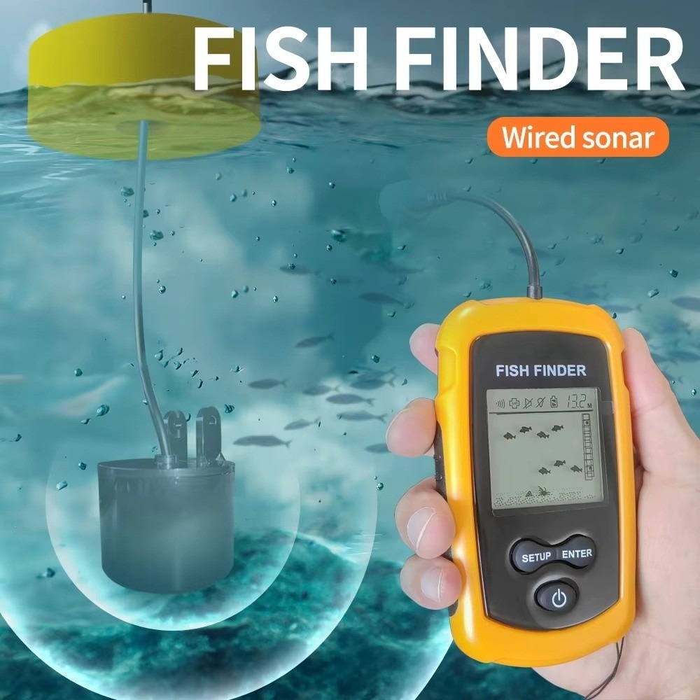 ハンディ型ポータブル魚群探知機 LCDスクリーン 100m深 - Fishing Boat Depth Finder のレビューと価格