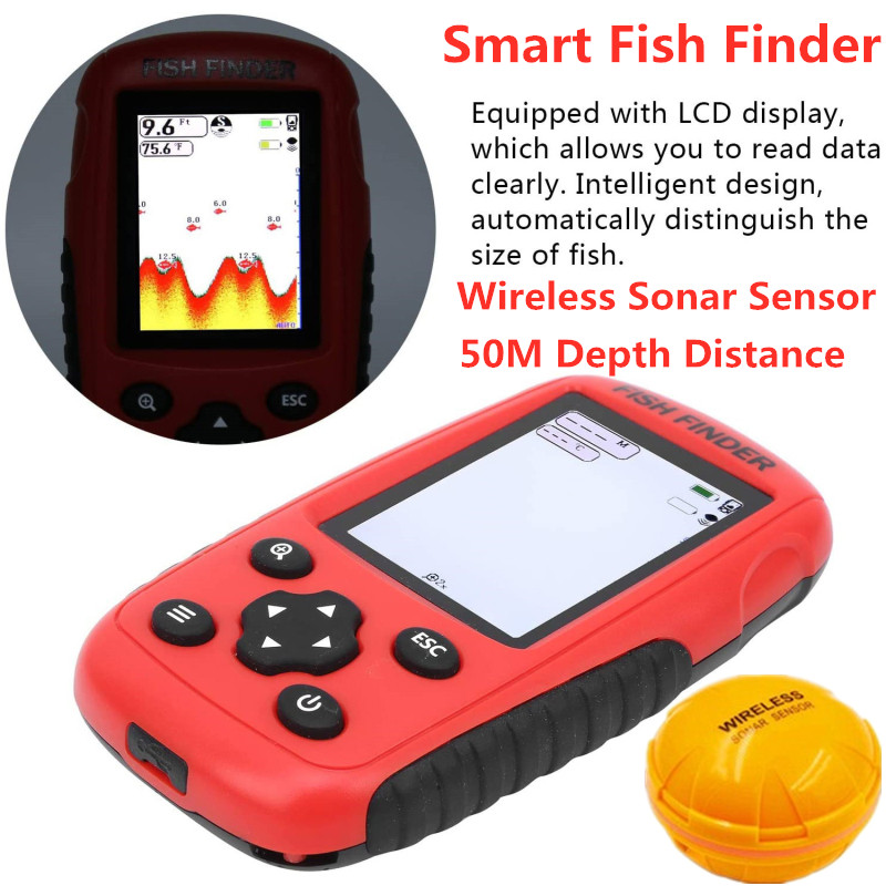 魚群探知機 ワイヤレスソナーセンサー 水深50m 距離200 - Fishing Boat Depth Finder のレビューと価格