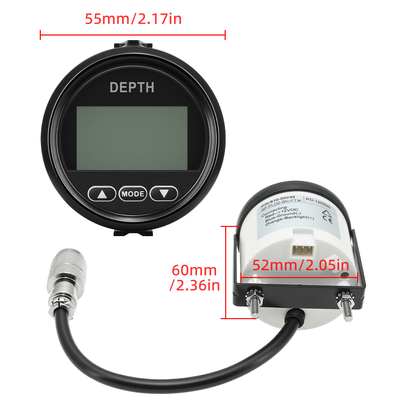 新しい深度検出器 52 ミリメートル/2 インチ海洋深度計範 - Fishing Boat Gps のレビューと価格