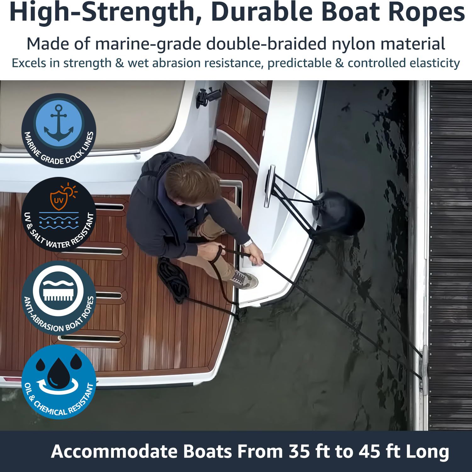 マリンドックロープ ナイロン係留ライン マリン係留ラインロー - Fishing Boat Paddle のレビューと価格
