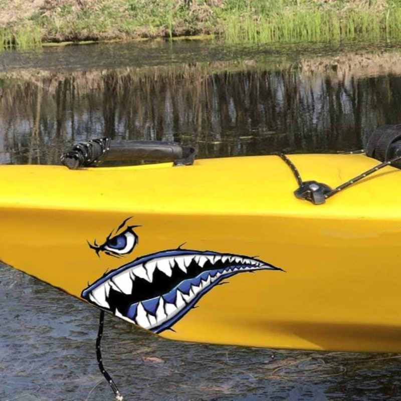 2 個サメの歯口ボートステッカー防水 DIY カヤック漁船カ - Fishing Boat Trailer のレビューと価格